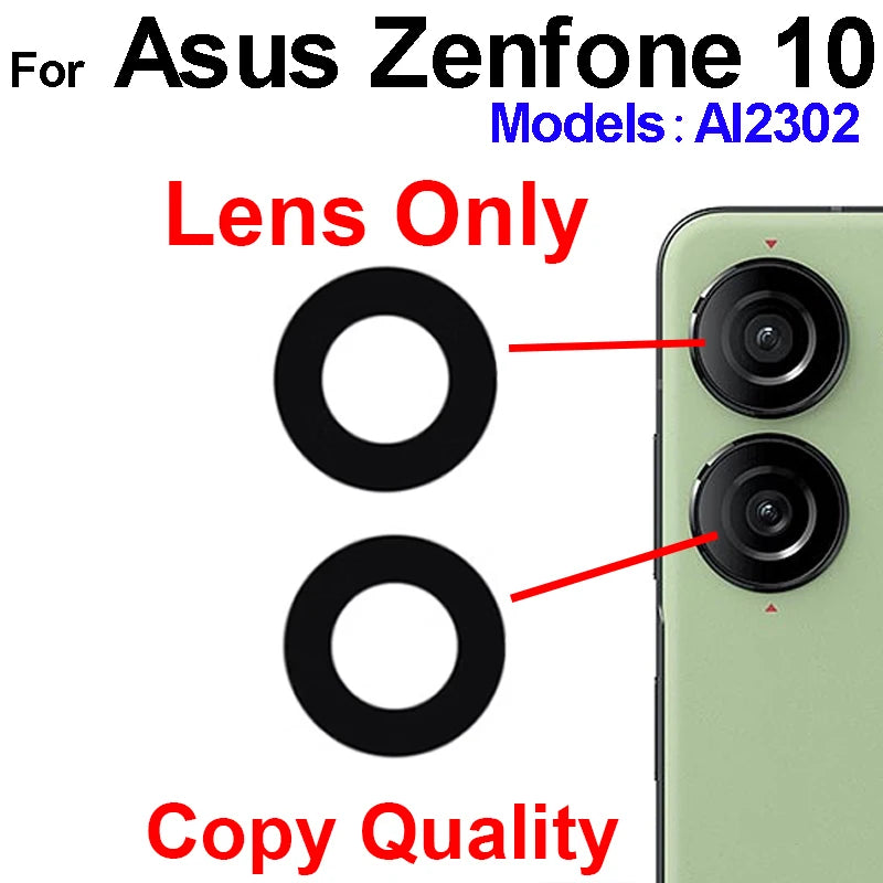 For Asus Zenfone 9 AI2202 Zenfone 10 AI2302 Rear Back Camera Glass Lens Frame Cover with Sticker Glue Repalcement Sony phone repair parts