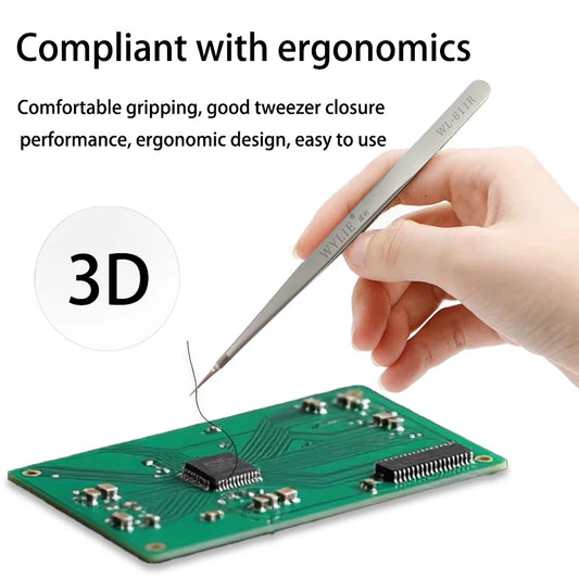 WYLIE WL-811R/WL-815R High-precision Stainless Steel Tweezers Matte/Anti Magnetic/Anti Acid Professional Repair Tools