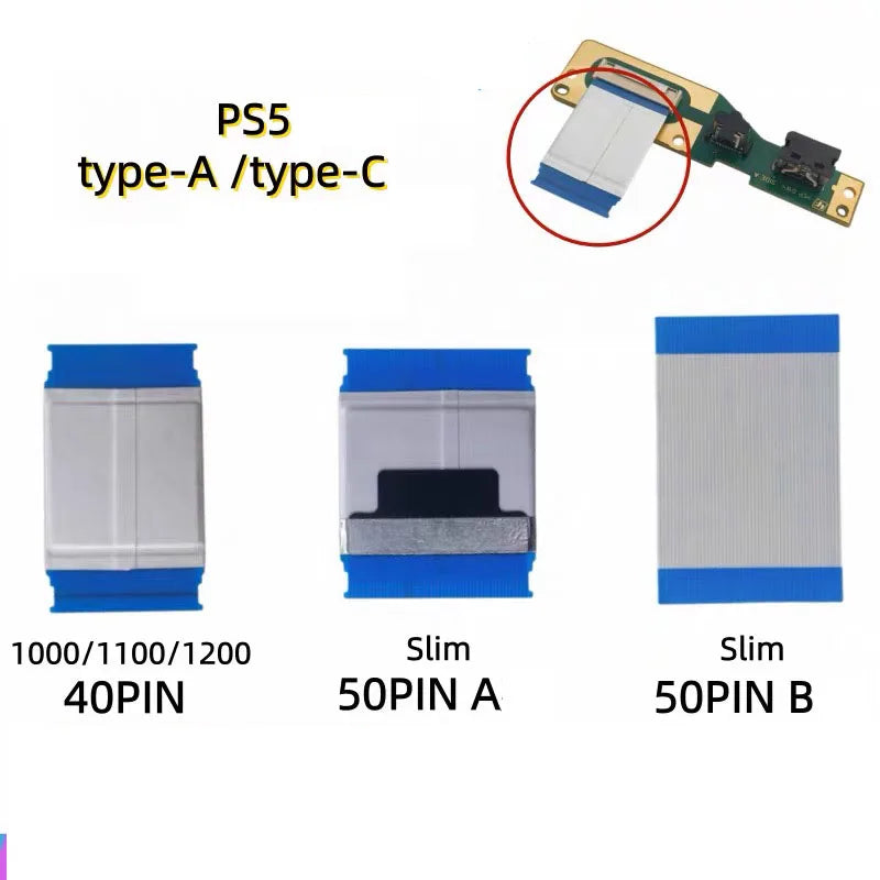 1/5PCS Side Board 40PIN/50PIN USB TYPE-A/TYPE-C Socket Connection Ribbon Flex Cable For PS5 Slim 1000 1100 1200 Motherboard Game console repair parts