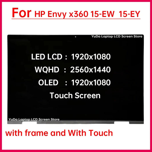 15.6" Touch Screen For HP ENVY x360 2-in-1 Laptop 15-ey 15-ew LCD Display Digitizer+Frame Assembly Replacement TPN-W147 TPN-C158 HP laptop repair parts