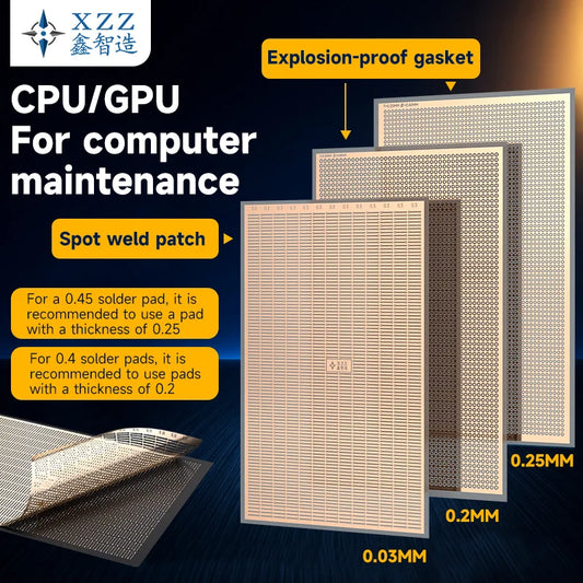 XZZ High Precision CPU GPU BGA Reballing Stencil Explosion-Proof Gasket 0.2mm 0.25mm for Computer Motherboard Repair Professional Repair Tools