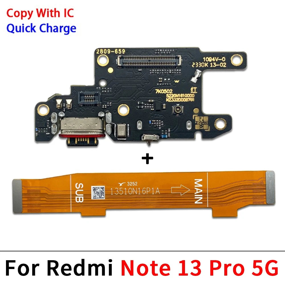 New For Xiaomi Redmi Note 13 Pro Plus 4G 5G Dock Connector USB Charger Charging Board Port Main Mainboard Flex Cable Xiaomi  Xiao mi phone repair parts
