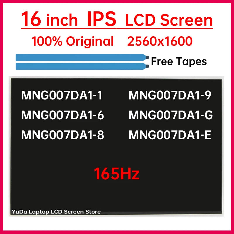 16" 165Hz LCD Screen MNG007DA1-1 MNG007DA1-6 MNG007DA1-8 MNG007DA1-9 MNG007DA1-G MNG007DA1-E Display Matrix Panel Replacement Laptop screen replacement
