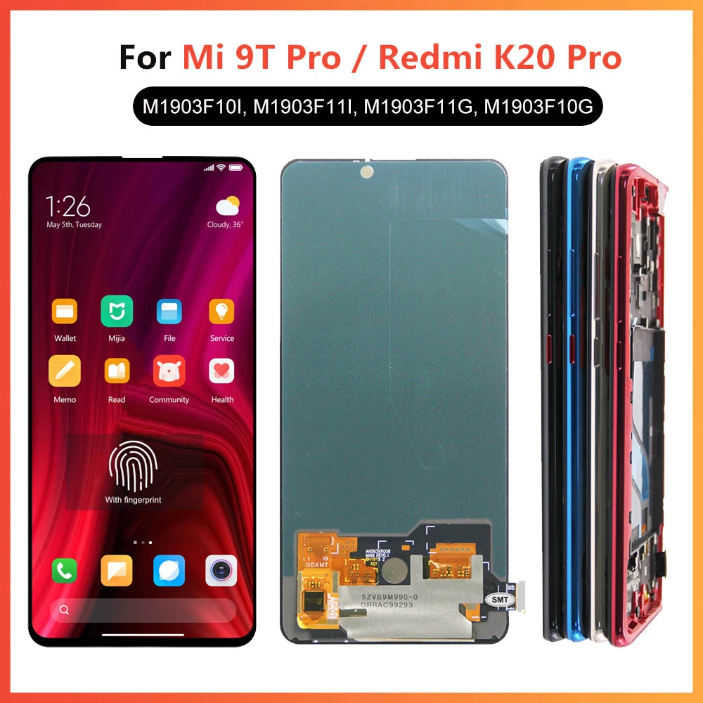 Super Amoled Mi 9T / Mi 9T Pro Screen Replacement, for Xiaomi Redmi K20 / K20 Pro Lcd Display Digital Touch Screen with Frame Xiaomi phone repair parts