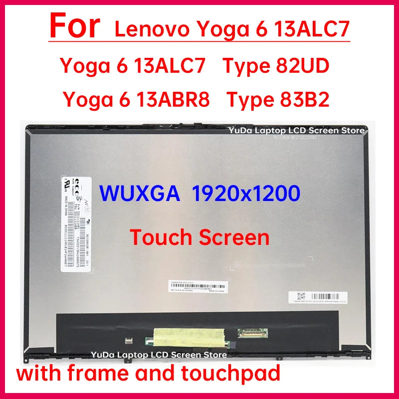 13.3" Laptop LCD Touch Screen For Lenovo Yoga 6 13ALC7 Type 82UD Yoga 6 13ABR8 Type 83B2 Display Digitizer Assembly Replacement Lenovo laptop repair parts