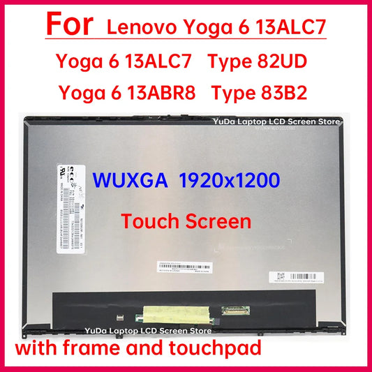 13.3" Laptop LCD Touch Screen For Lenovo Yoga 6 13ALC7 Type 82UD Yoga 6 13ABR8 Type 83B2 Display Digitizer Assembly Replacement Lenovo laptop repair parts