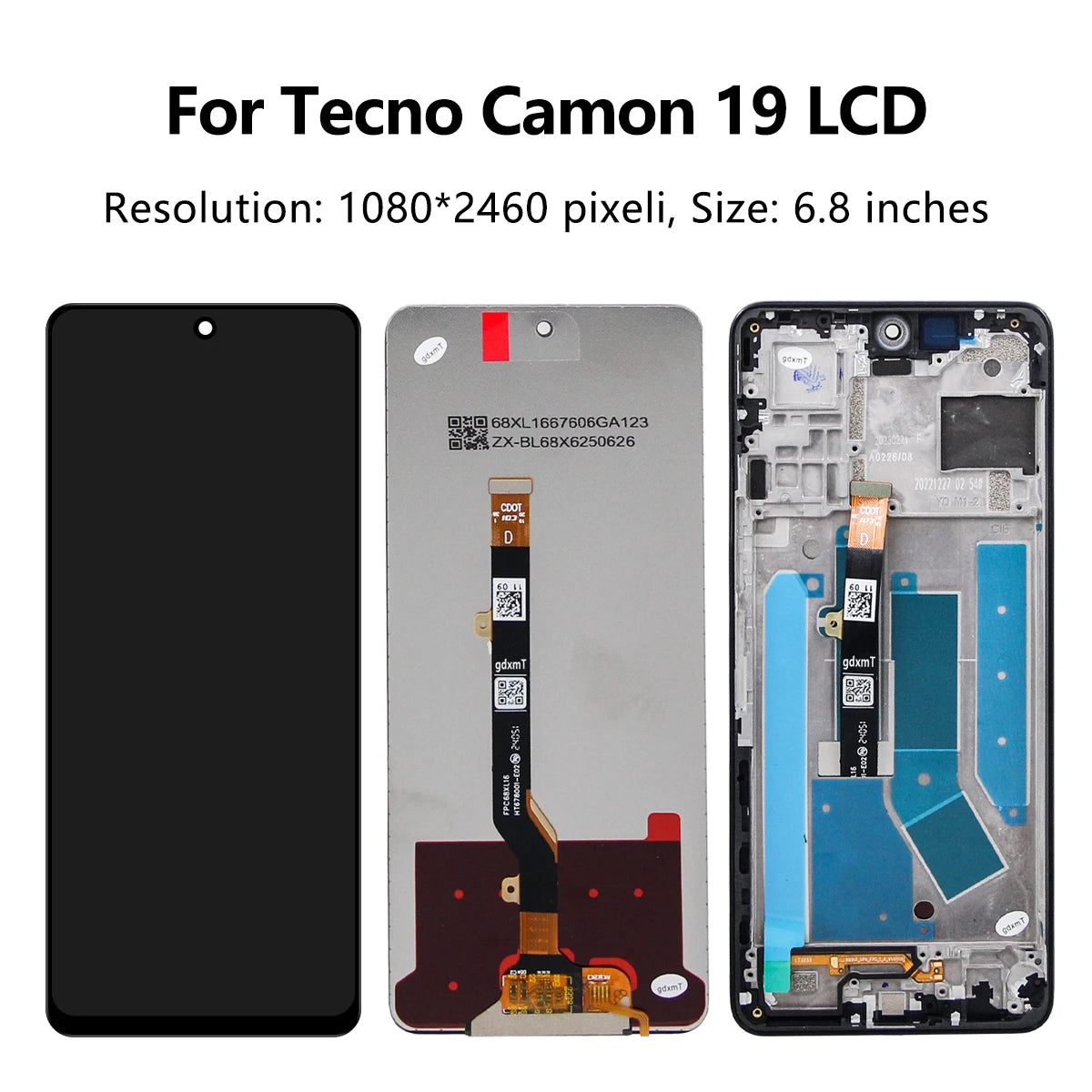 6.8'' For Tecno Camon 19 CI6n LCD Display Touch Screen Digitizer Assembly Camon19 Screen Display Replacement Repair Parts Tecno phone repair parts