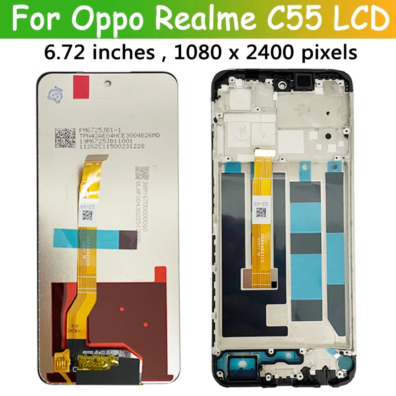 6.72"Tested LCD For OPPO Realme C55 RealmeC55 RMX3710 LCD Display Touch Screen Digitizer Assembly Replacement LCD Oppo phone repair parts Realme phone repair parts