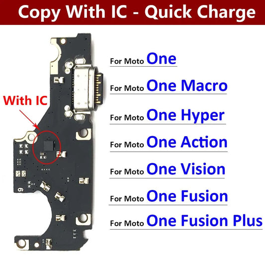 USB Charging Port Dock Charger Charge Connector Flex Cable For Motorola Moto One Vision / One Action Macro Fusion Plus Hyper Motorola phone repair parts