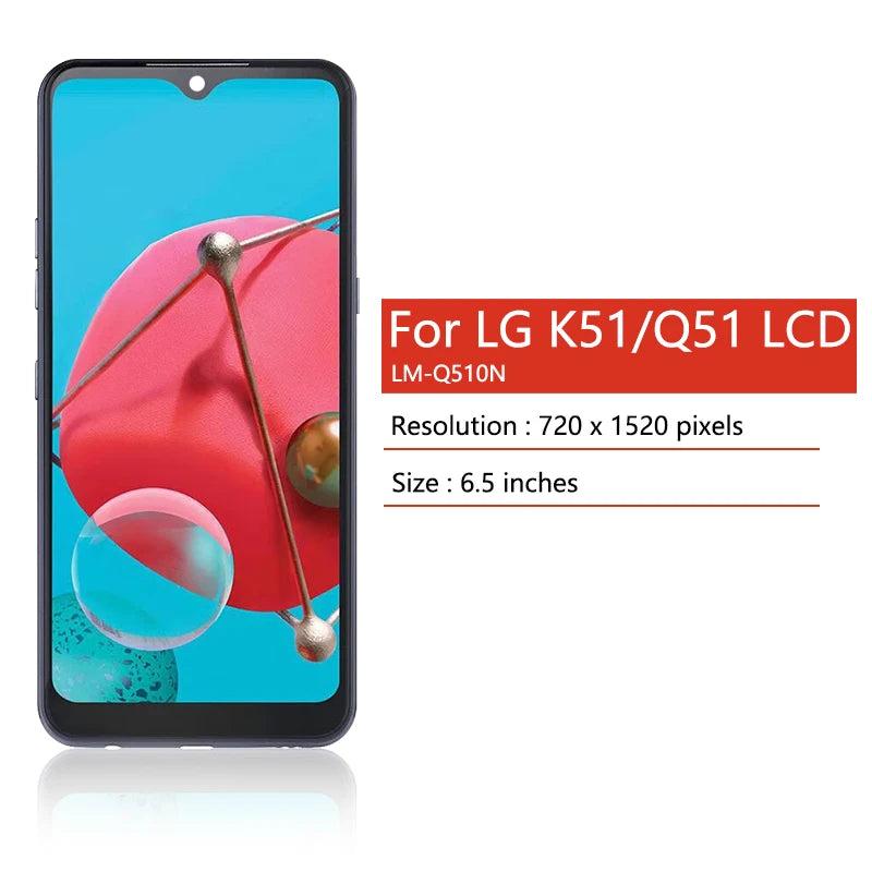 6.5"OEM For LG K51 K500 K500UM LCD Display Touch Screen Digitizer Assembly For LG Q51 LM-Q510N Display Frame LG phone repair parts