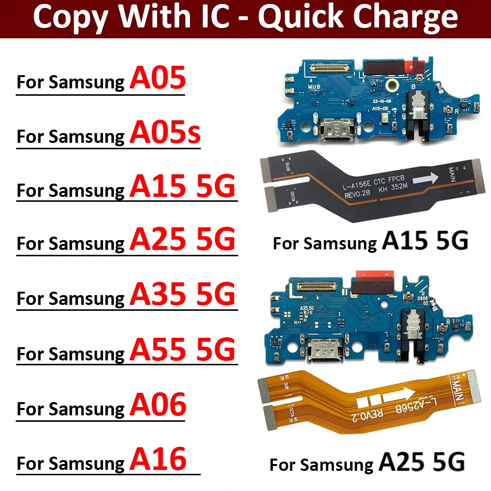 USB Charging Port Board Connector Port Main Mainboard Flex Cable For Samsung A05 A05s A15 A25 A35 A55 A06 A16 4G 5G Samsung phone repair parts
