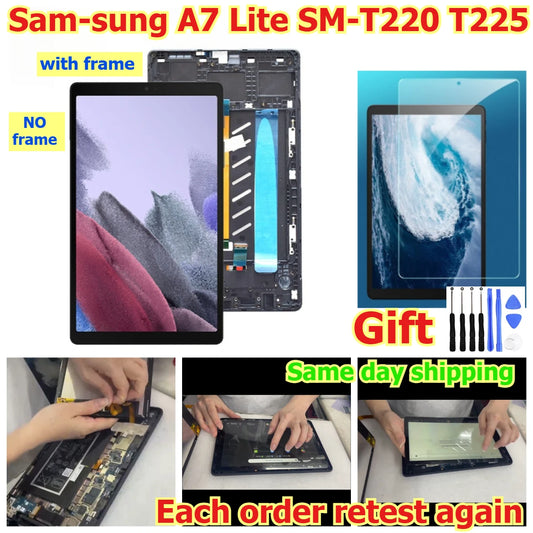 100% tested Tab touch lcd display screen panel for Samsung A7 Lite SM-T220 T225 digitizer glass assembly Samsung tablet repair parts
