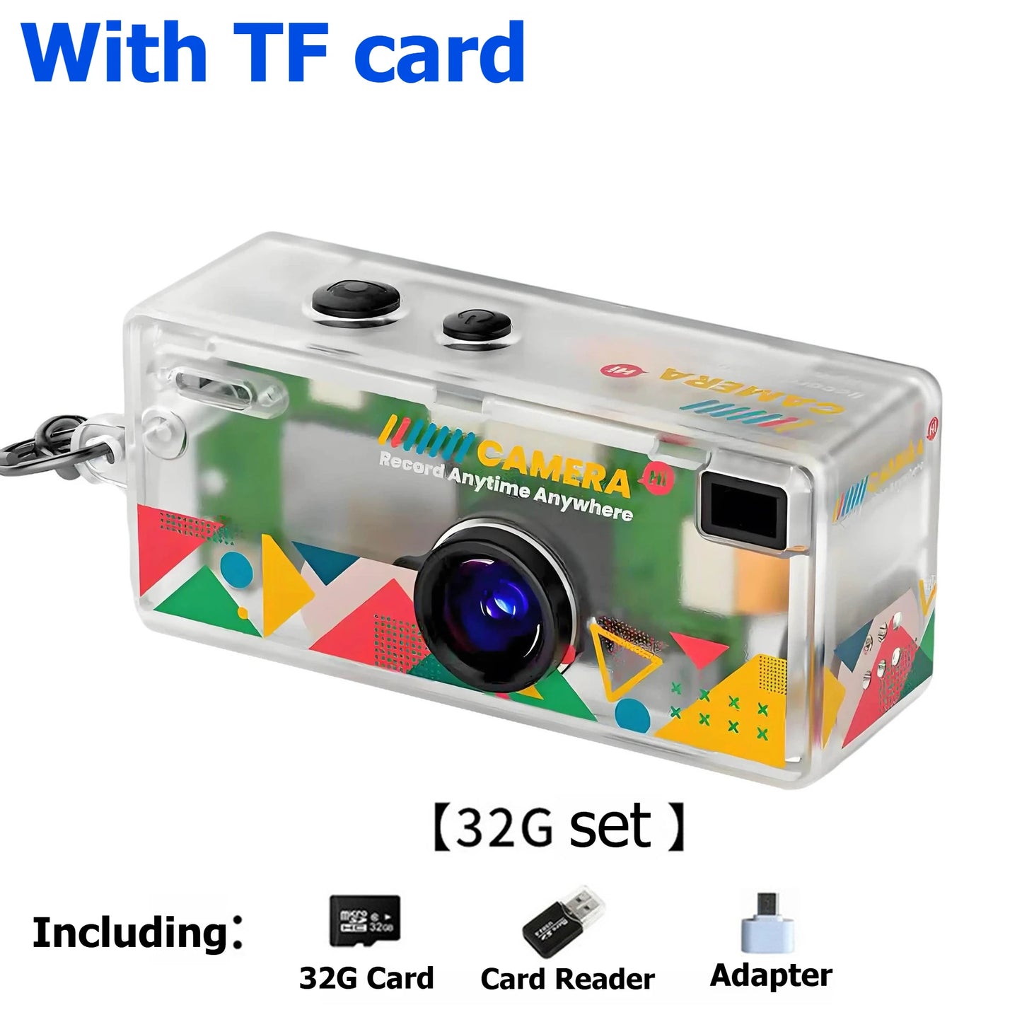 Retro Mini Keychain Thumb Camera 1080P HD Recorder Built-in Flash Auto Focus 130° Wide Angle Lens Screen Portable Pocket Camera