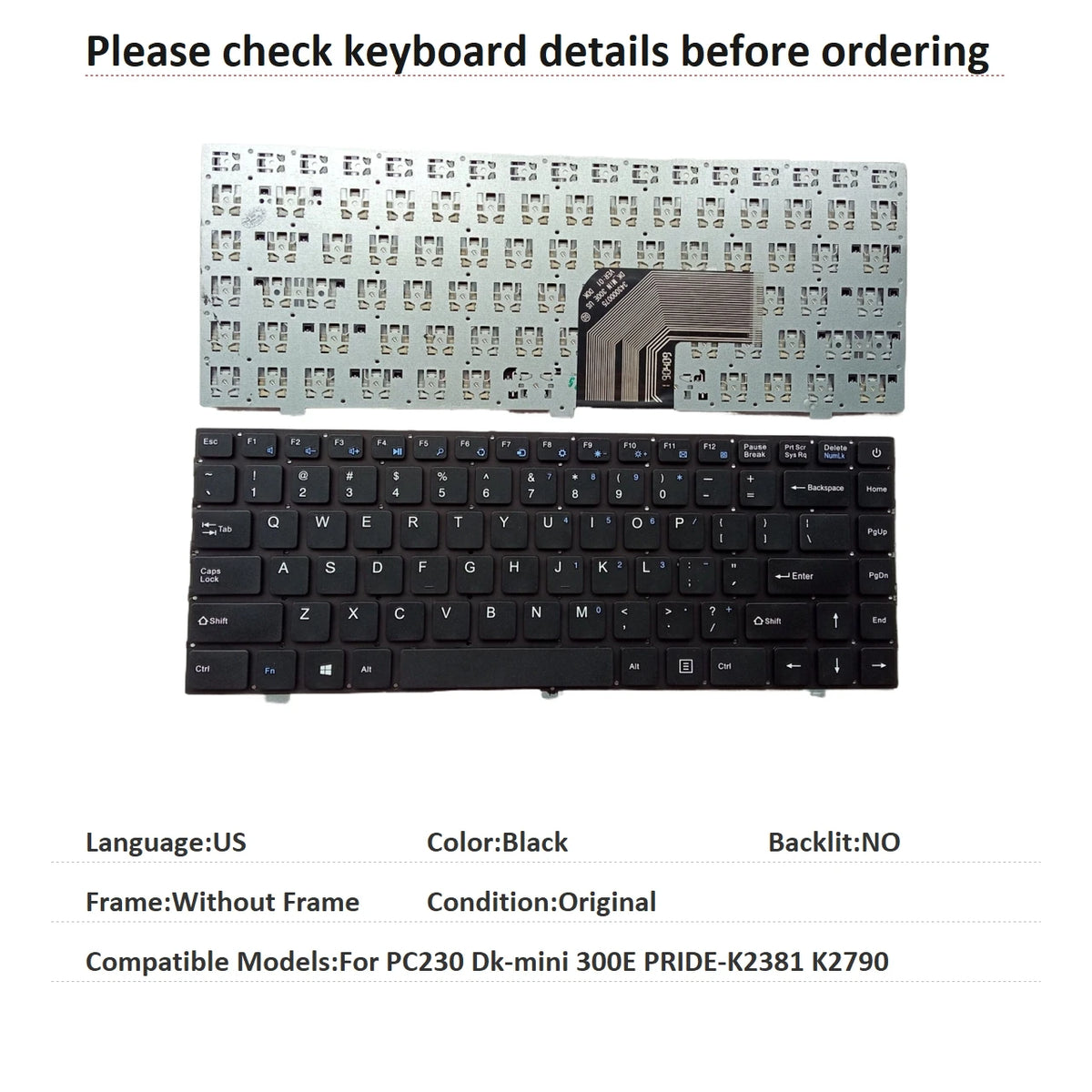 New US Russian Brazil Language  Keyboard For Teclado PC230 Dk-mini 300E PRIDE-K2381 K2790 Notebook PC Replacement Keyboard