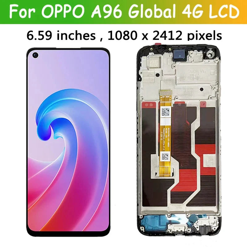 6.59'' Display For OPPO A96 CPH2333 LCD Display Touch Screen Digitizer Replacement For Oppo A96 LCD Frame Oppo phone repair parts Realme phone repair parts