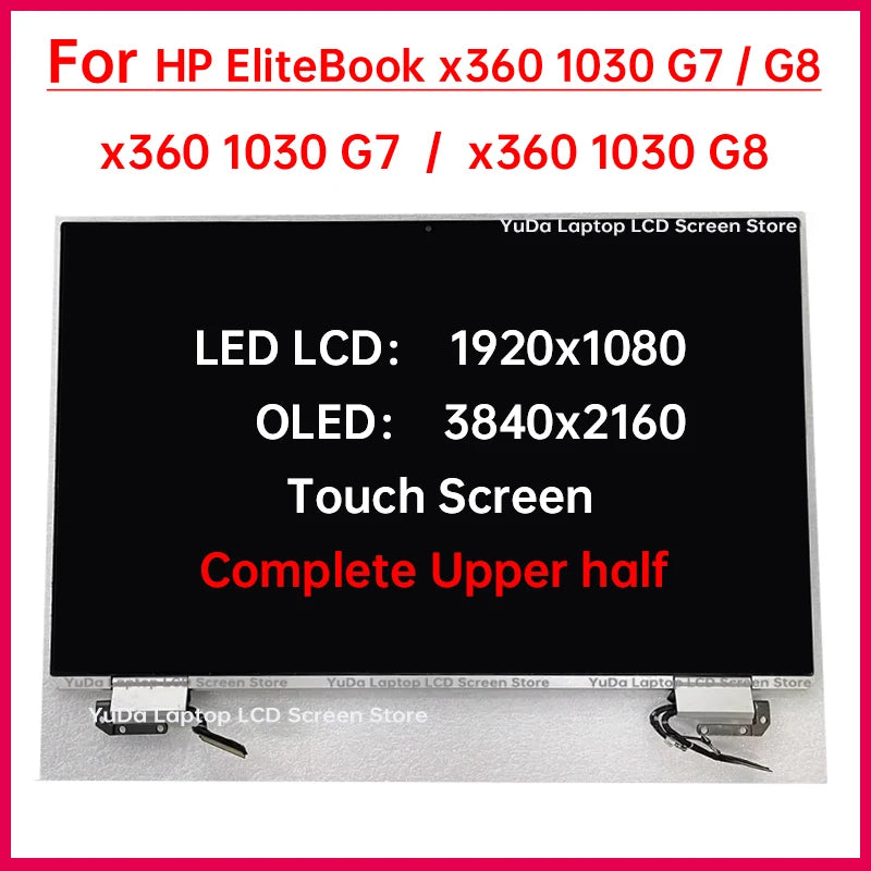 13.3" Laptop LCD Touch Screen For HP EliteBook x360 1030 G7 1030 G8 Display Complete assembly Replacement Upper half FHD / UHD HP laptop repair parts