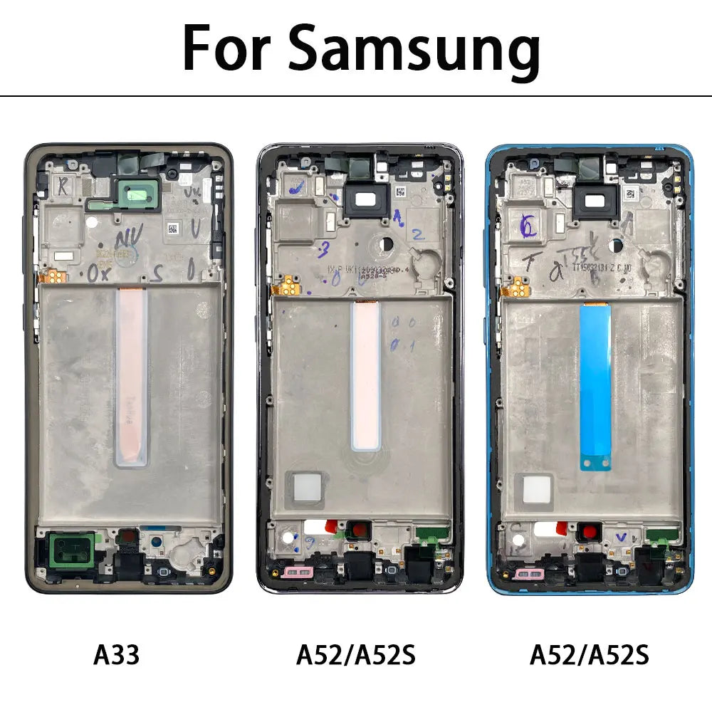 New Front Housing LCD Display Frame For Samsung A02 A02s A12 A22 A32 A52 A52s A72 4G 5G Housing Middle Frame Bezel Plate Cover Samsung phone repair parts