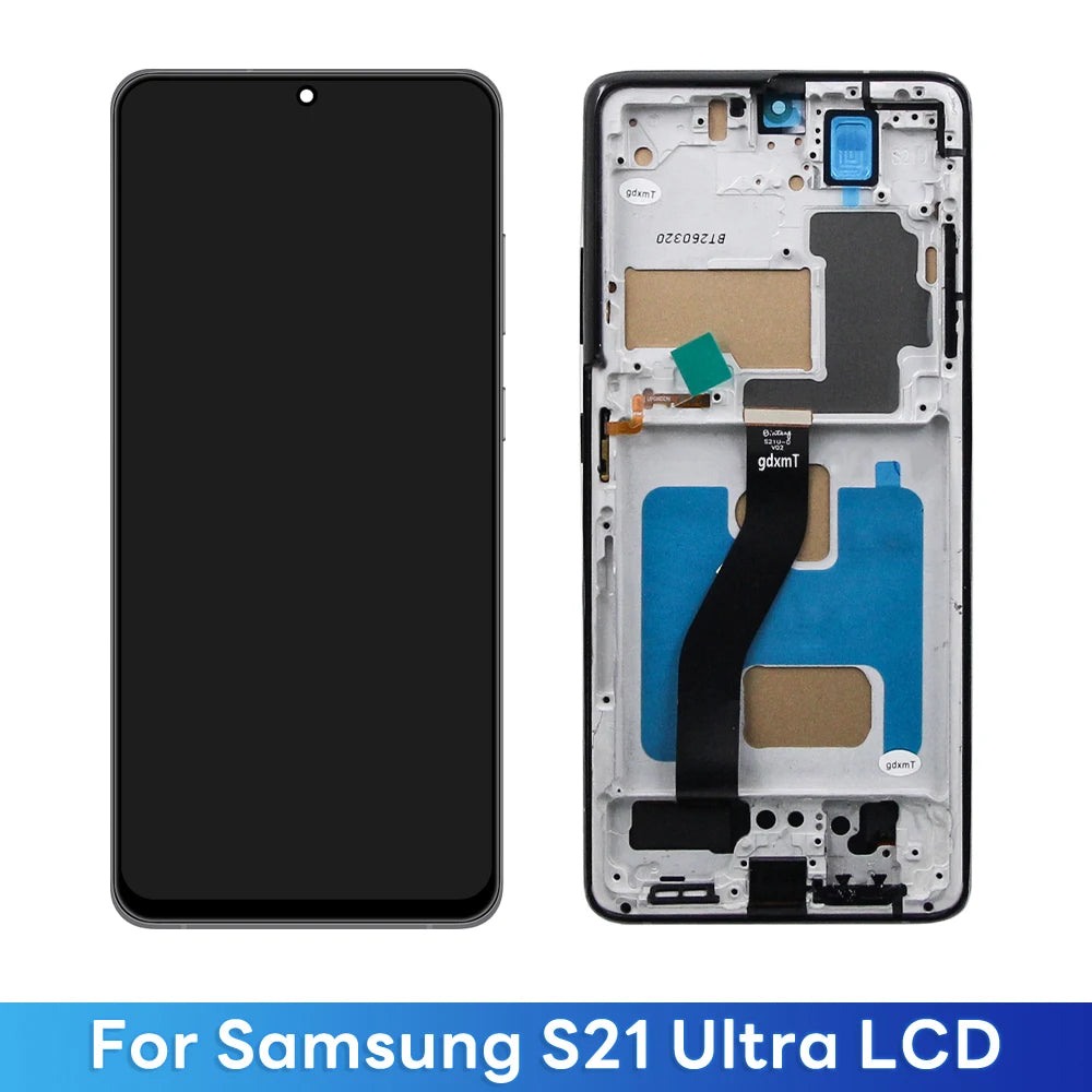 TFT LCD Screen for Samsung Galaxy S21 Ultra 5G G998B G998B/DS Lcd Display Digital Touch Screen with Frame, Support S Pen Samsung phone repair parts