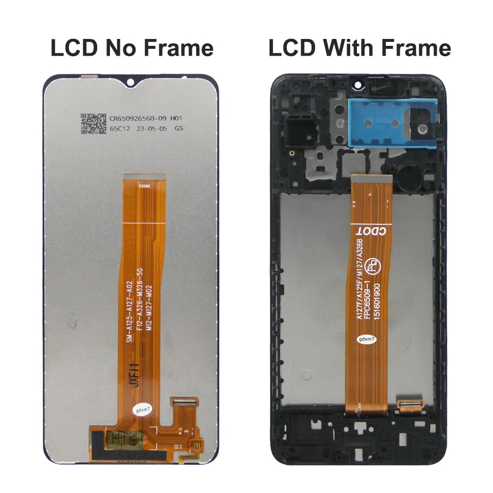 A12 Nacho Display Screen Assembly, for Samsung Galaxy A12 Nacho A127 A127F LCD Display Touch Screen with Frame for Samsung A12S Samsung phone repair parts