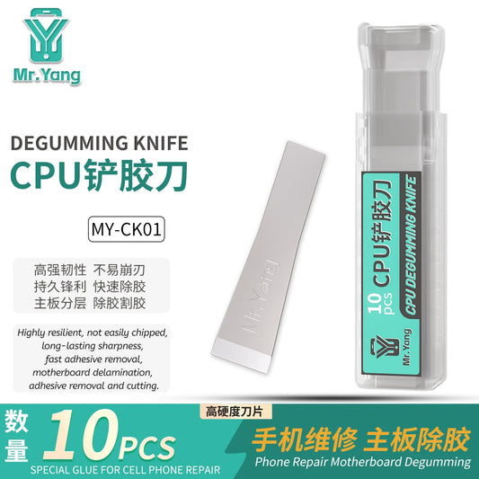YCS Mr.Yang MY-CK01 Solder Pad Glue Scraper Blade 10Pc/Box for Motherboard CPU Glue Removal IC Chip Disassembly Repair Tool Professional Repair Tools