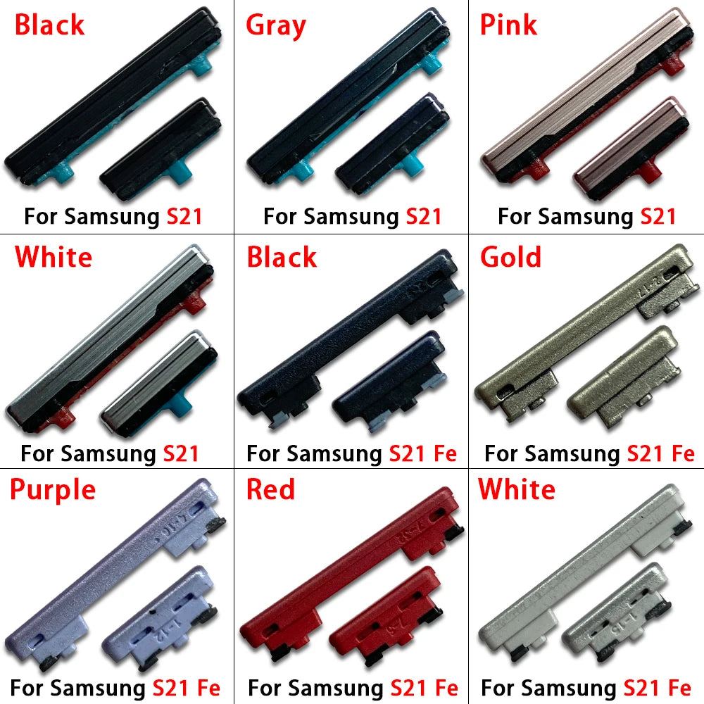 10Pcs, Side Keys Key Power and Volume Buttons Button For Samsung S21 / S21 Plus / S21 Ultra / S21 Fe Replacement Parts Samsung phone repair parts