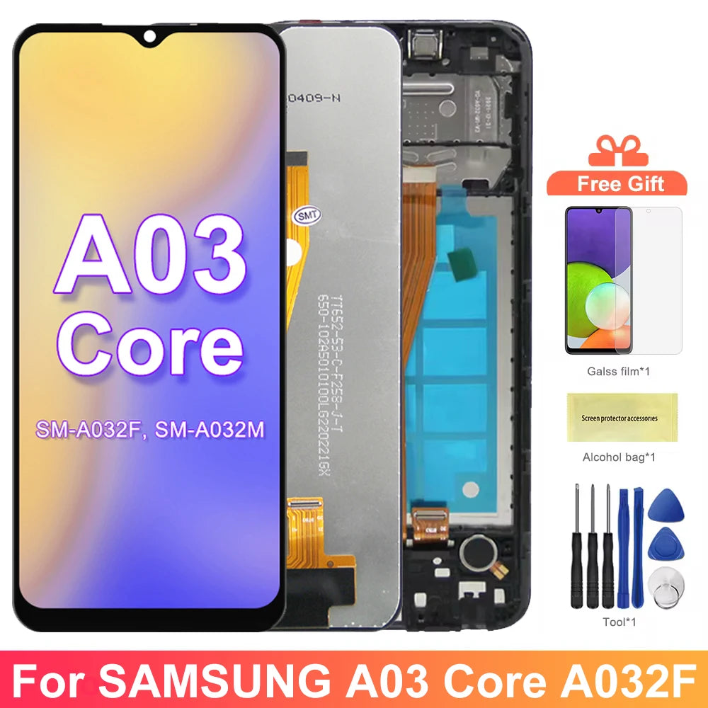 A03 Core Screen with Frame, for Samsung Galaxy A03 Core A032 A032F Lcd Display Touch Screen with Frame Assembly Replacement Samsung phone repair parts