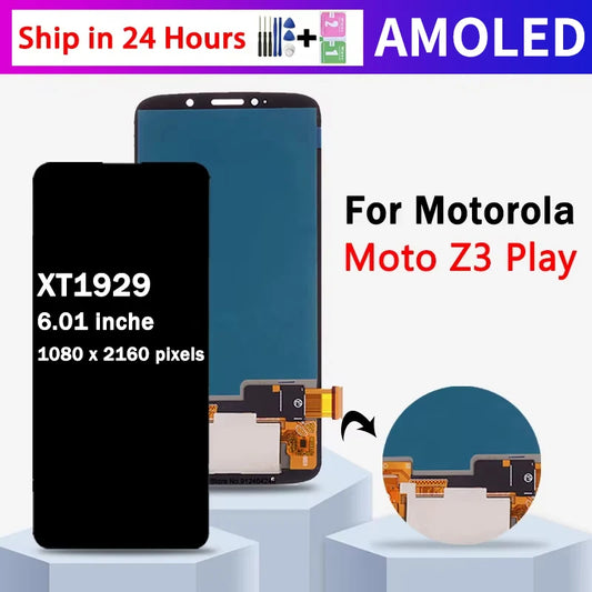 Super AMOLED For Motorola Moto Z3 Play LCD XT1929 Display Touch Screen Digitizer Assembly Replacement For Moto Z3Play Display Motorola phone repair parts