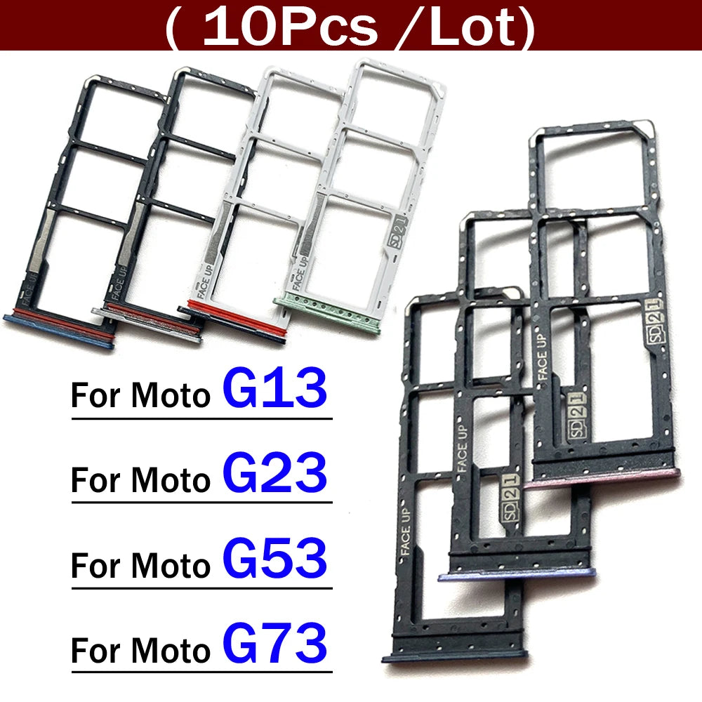 10Pcs/Lot, SIM Card Tray Slot Holder Adapter Accessories For Motorola Moto G13 G23 G53 G73 Motorola phone repair parts