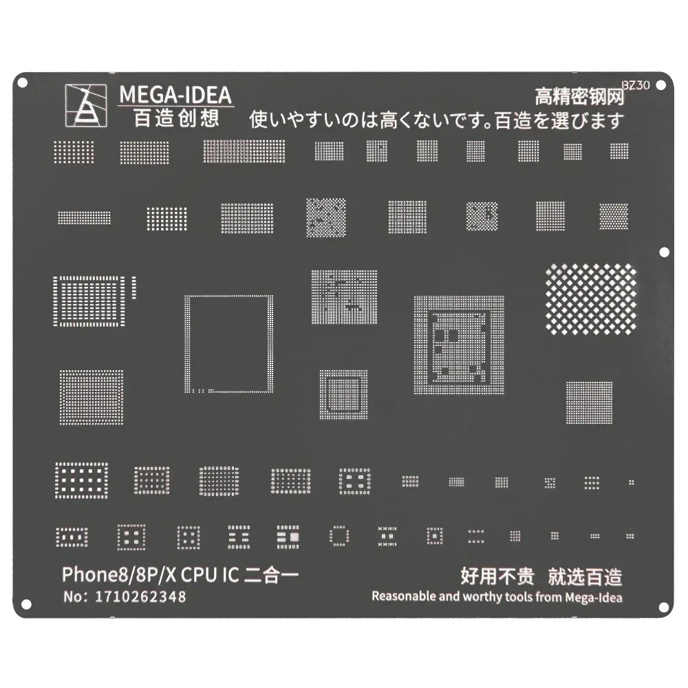 QIANLI MEGA-IDEA Black BGA Reballing Stencil Multifunction Universal Net for iPhone 6-17 Pro Max Planting Tin Steel Mesh Tools Professional Repair Tools