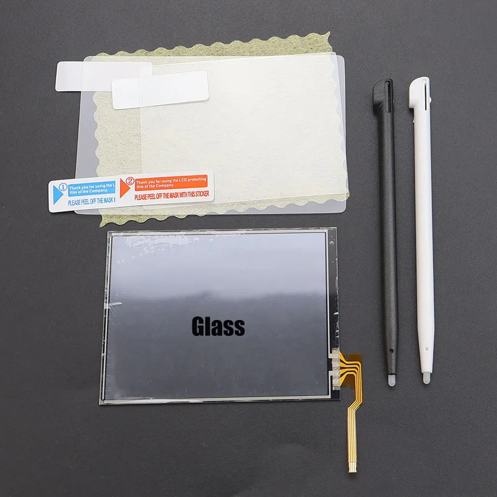 For 2DS Game Plastic Glass Touch Screen Digitizer Lens Panel Cover Top Bottom Clear Protective Film Stylus Pen Replacement Game console repair parts