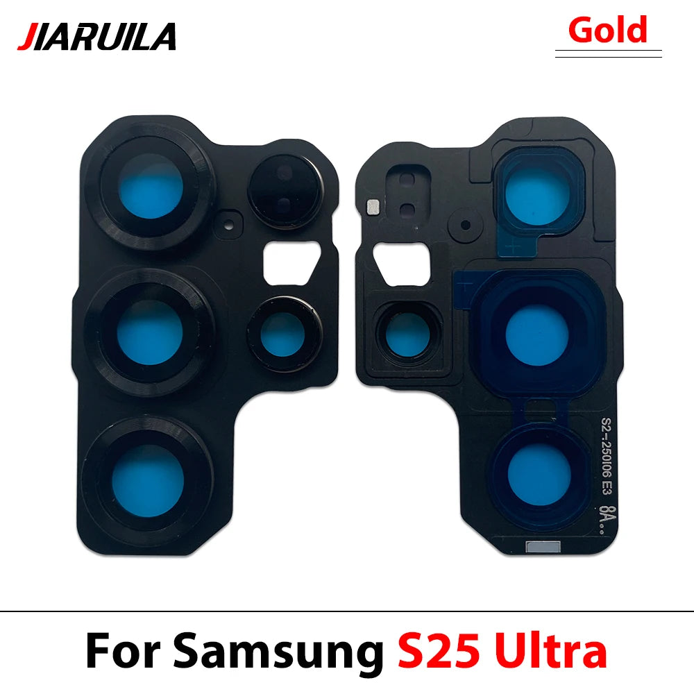 New Rear Camera Glass Lens Cover With Frame Holder with Sticker For Samsung S25 Plus S25 Ultra Replacement Parts Samsung phone repair parts