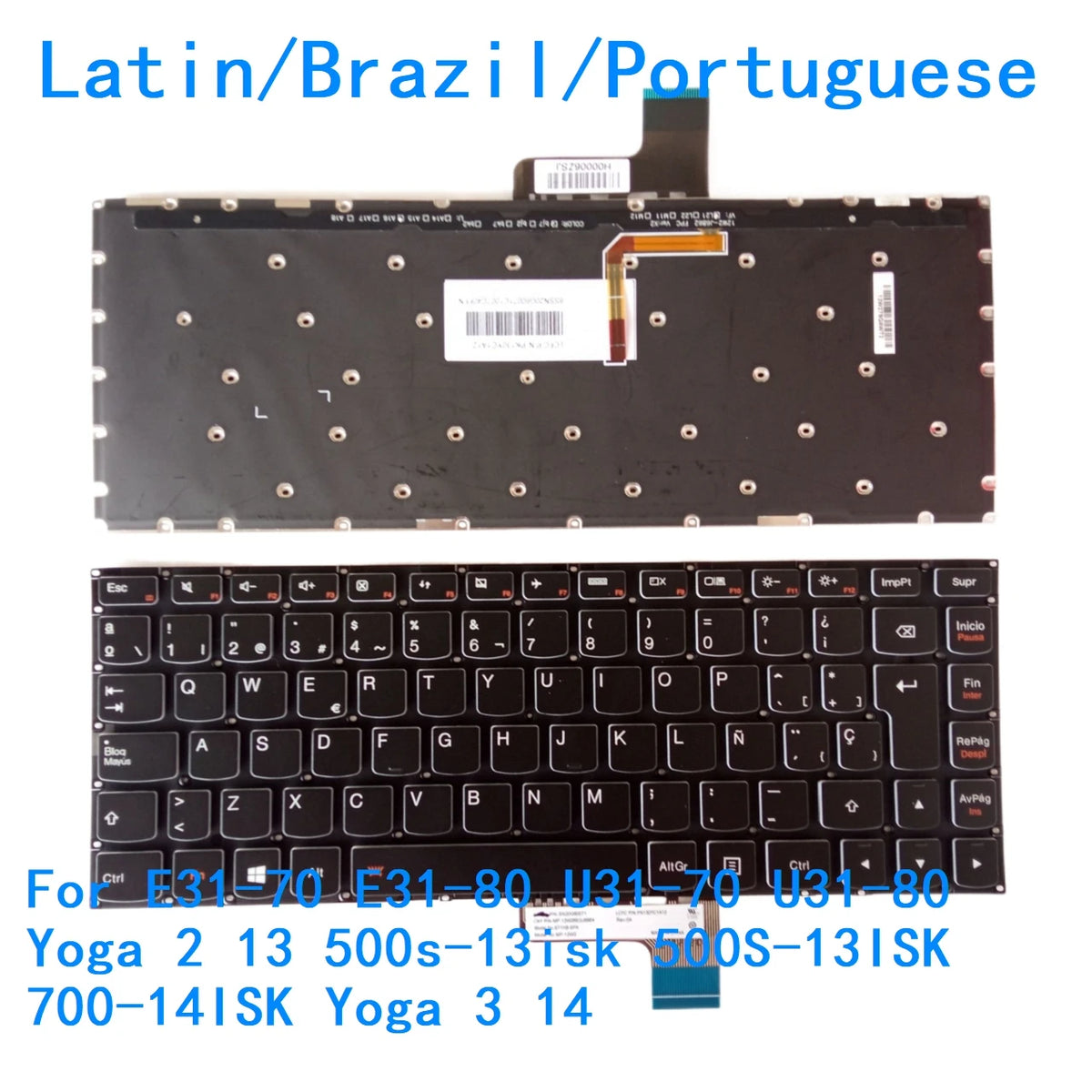 LA BR PT Backlit Keyboard For Lenovo E31-70 E31-80 U31-70 U31-80 Yoga 2 13 500s-13isk 500S-13ISK 700-14ISK Yoga 3 14 Lenovo laptop repair parts