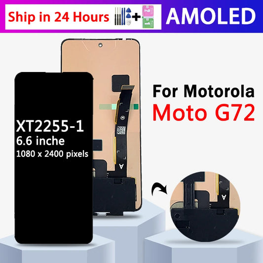 6.6“New For Motorola  G72 LCD XT2255-1 Display Touch Screen Digitizer Assembly Replacement For Moto G72 Display With Fingerprint Motorola phone repair parts