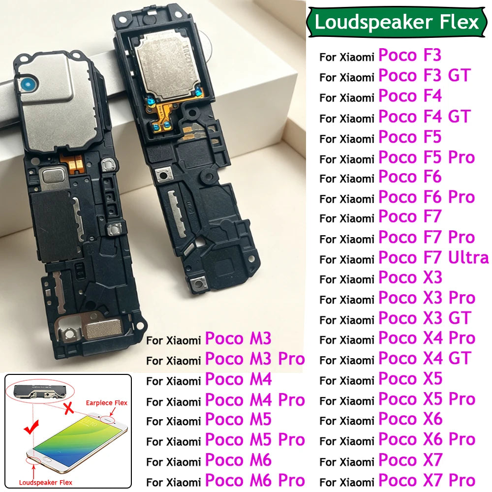 Loud Speaker Buzzer Ringer Loudspeaker Flex Cable For Xiaomi Poco F3 F4 F5 F6 F7 X3 X4 X5 X6 X7 GT M3 M4 M5 M5s M6 Pro 5G Ultra  Xiaomi  Xiao mi phone repair parts