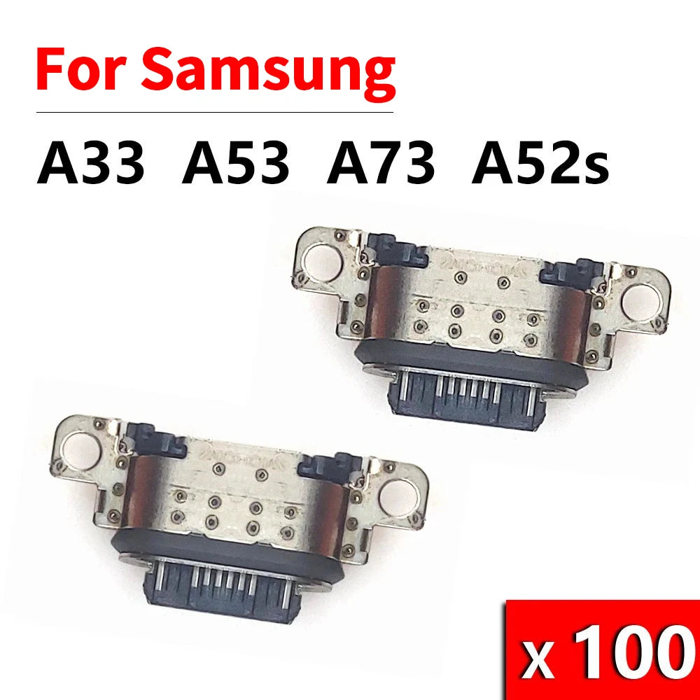 100Pcs/Lot, USB Charging Port Connector Charge Jack Socket Plug Dock For Samsung  A33 A53 A73 A52s 5G Samsung phone repair parts