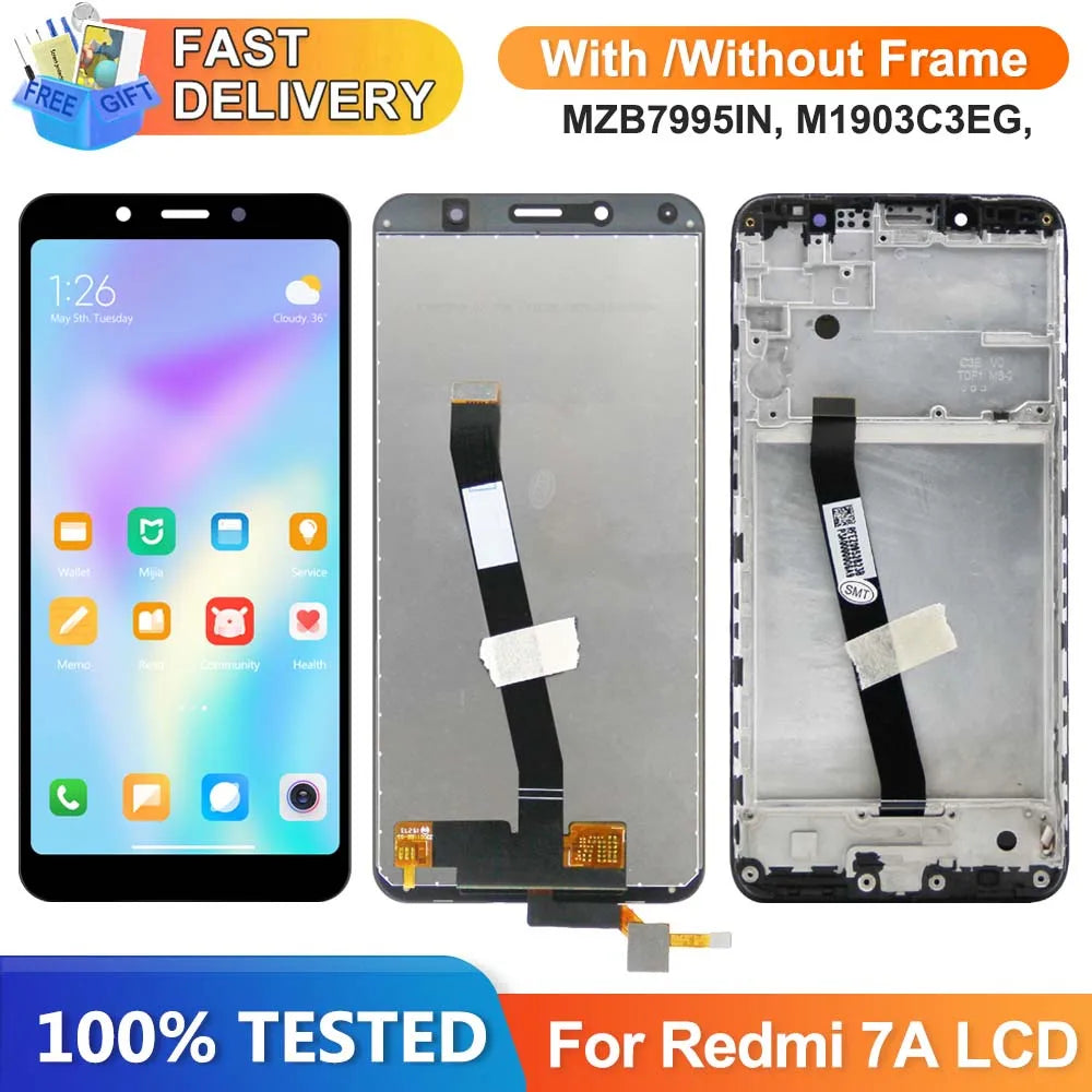 5.45" Display Screen for Xiaomi Redmi 7A MZB7995IN M1903C3EG Lcd Display Digital Touch Screen with Frame for Redmi7A Replacement Xiaomi phone repair parts