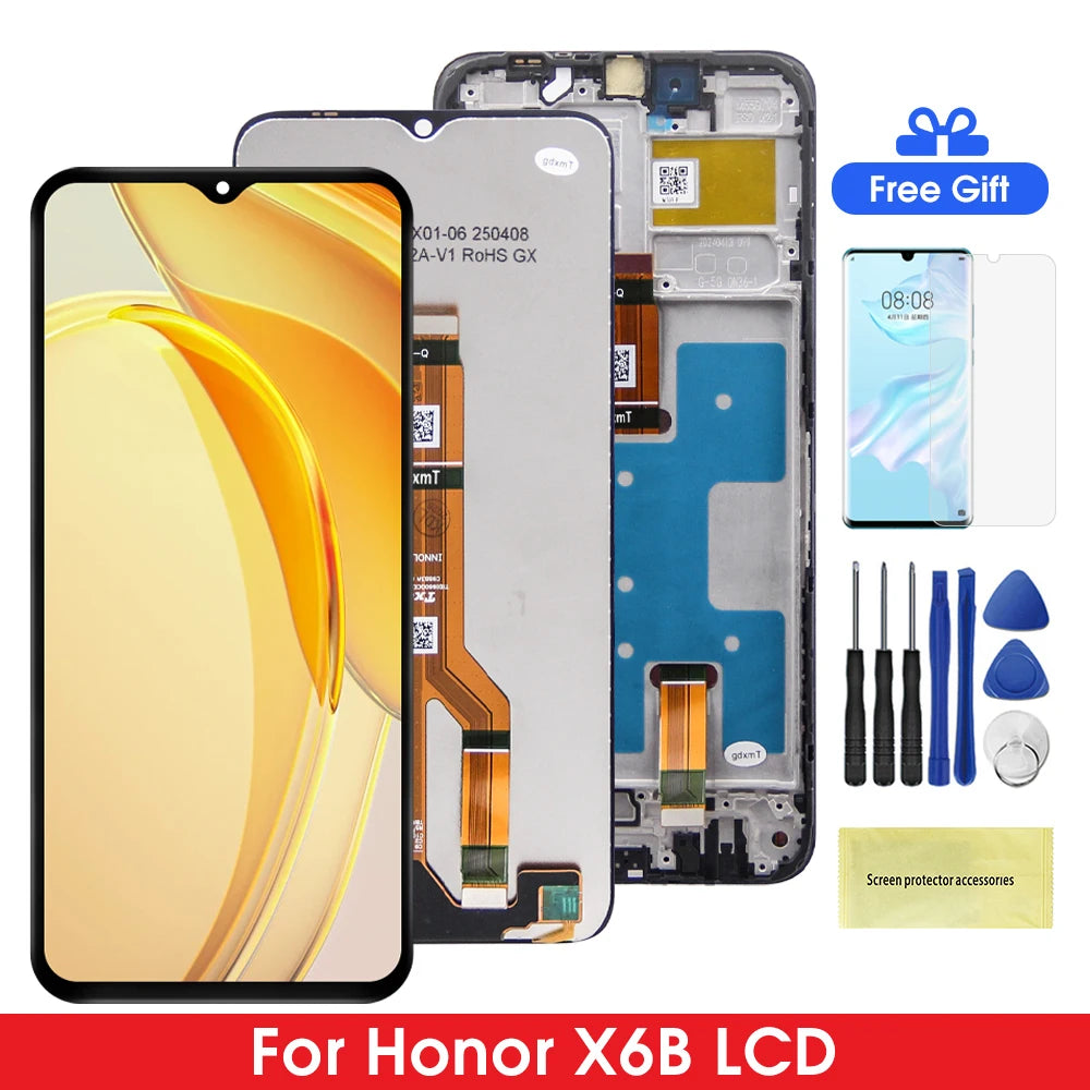 6.56" For Honor X6b JDY-LX1, JDY-LX2 LCD Display Screen Touch Panel Digitizer For HonorX6b Display Frame Repair Parts Tested Honor phone repair parts