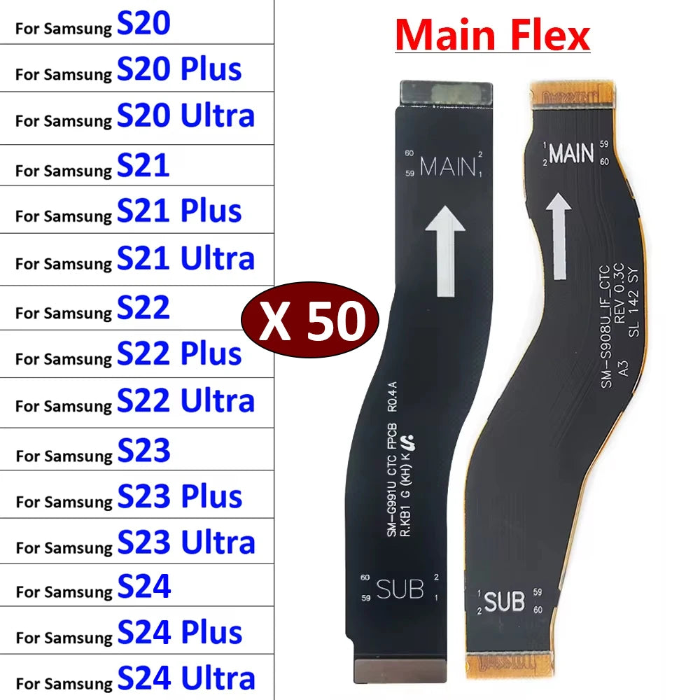 50Pcs, Main Board Motherboard Connector Board Flex Cable For Samsung S20 S21 S22 S23 S24 Plus Ultra Samsung phone repair parts