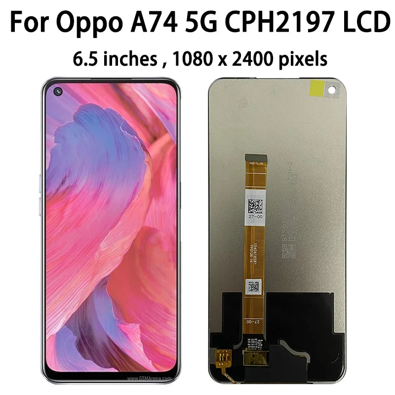 6.5''Test A74 Display Screen For OPPO A74 5G LCD CPH2197 CPH2263 Display With Frame Touch Screen Digitizer Assembly Replacement  Oppo phone repair parts