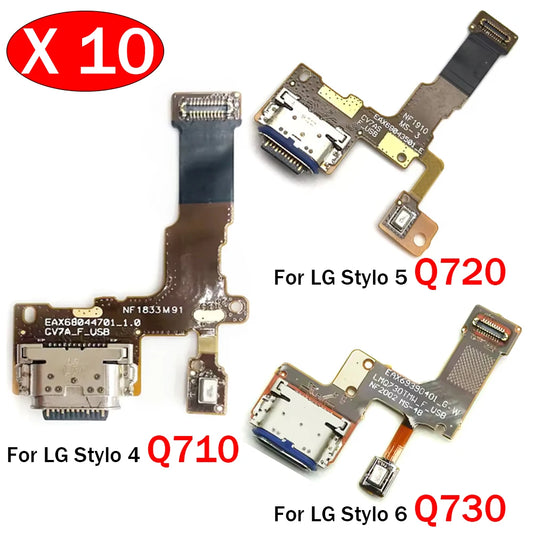 10Pcs/Lot, Charger Board PCB Flex For LG Stylo 4 5 6 Q710 Q720 Q730 USB Port Connector Dock Charging Flex Cable LG phone repair parts
