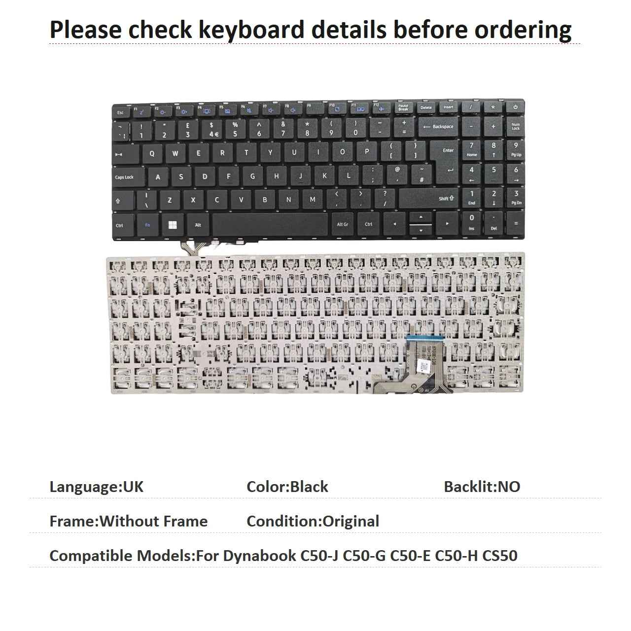 New UI Latin UK Arab Language  Keyboard For Toshiba Dynabook C50-J C50-G C50-E C50-H CS50 Notebook PC Replacement Keyboard