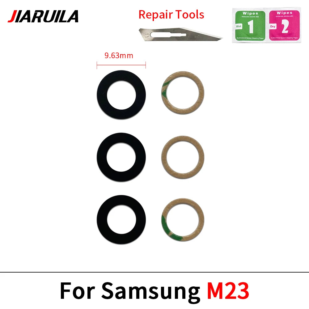 10Pcs, Rear Back Camera Glass Lens With Adhesive Sticker For Samsung M02 M02s M11 M12 M13 M14 M23 M32 M42 M52 M33 M53 M54 4G 5G Samsung phone repair parts