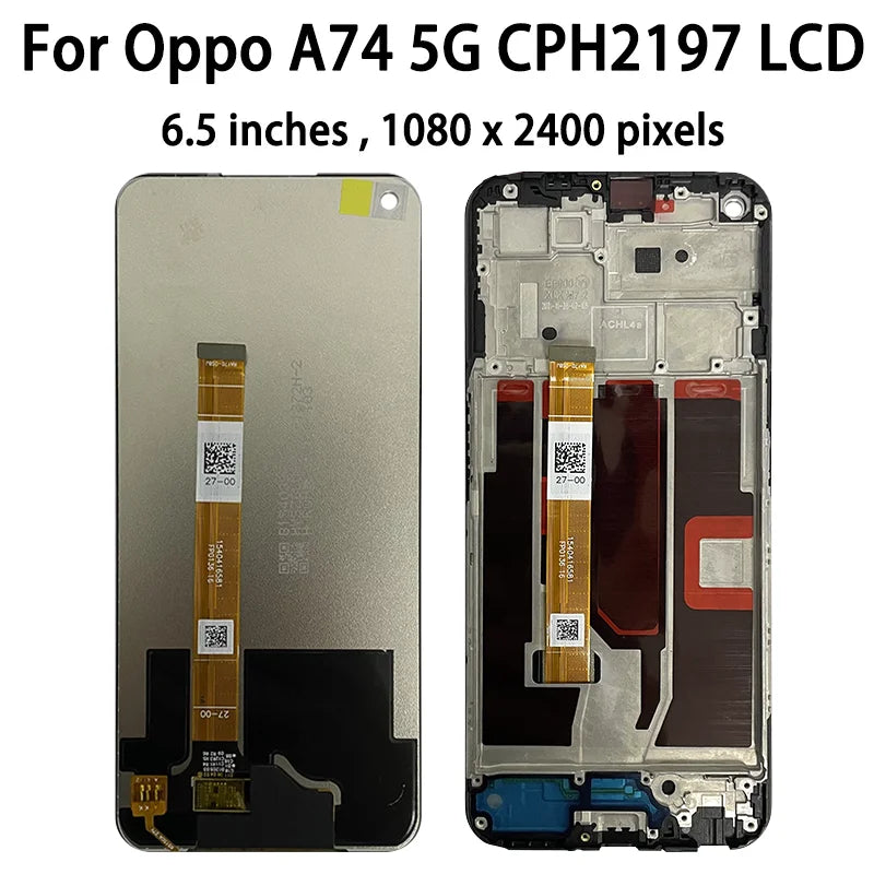 6.5''Test A74 Display Screen For OPPO A74 5G LCD CPH2197 CPH2263 Display With Frame Touch Screen Digitizer Assembly Replacement  Oppo phone repair parts