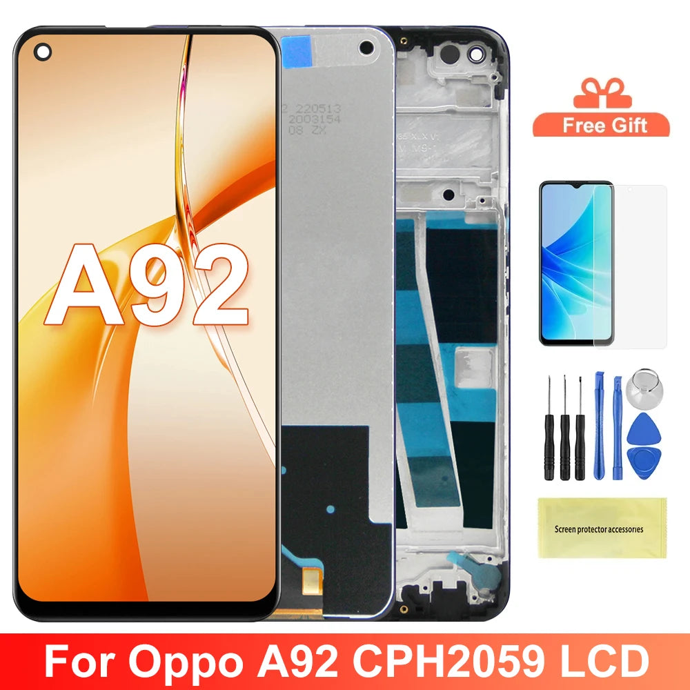 6.5" Display Screen for Oppo A92 CPH2059 Lcd Display Digital Touch Screen with Frame for Oppo A92 Screen Replacement OPPO phone repair parts