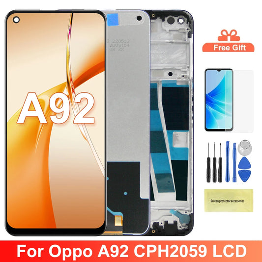 6.5" Display Screen for Oppo A92 CPH2059 Lcd Display Digital Touch Screen with Frame for Oppo A92 Screen Replacement OPPO phone repair parts