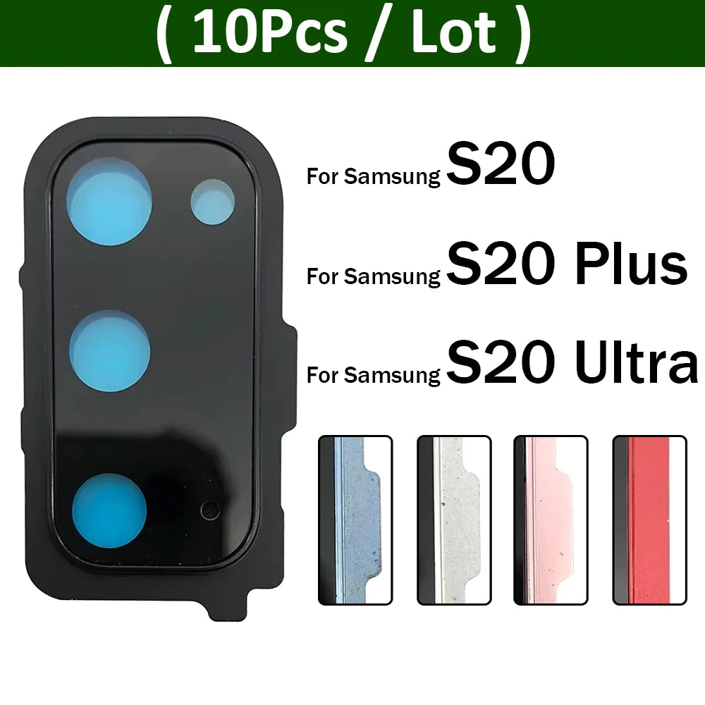 10Pcs/Lot, Rear Camera Glass Lens Back Camera Glass Cover Frame For Samsung S20 Plus S20 Ultra Replacement Parts Samsung phone repair parts