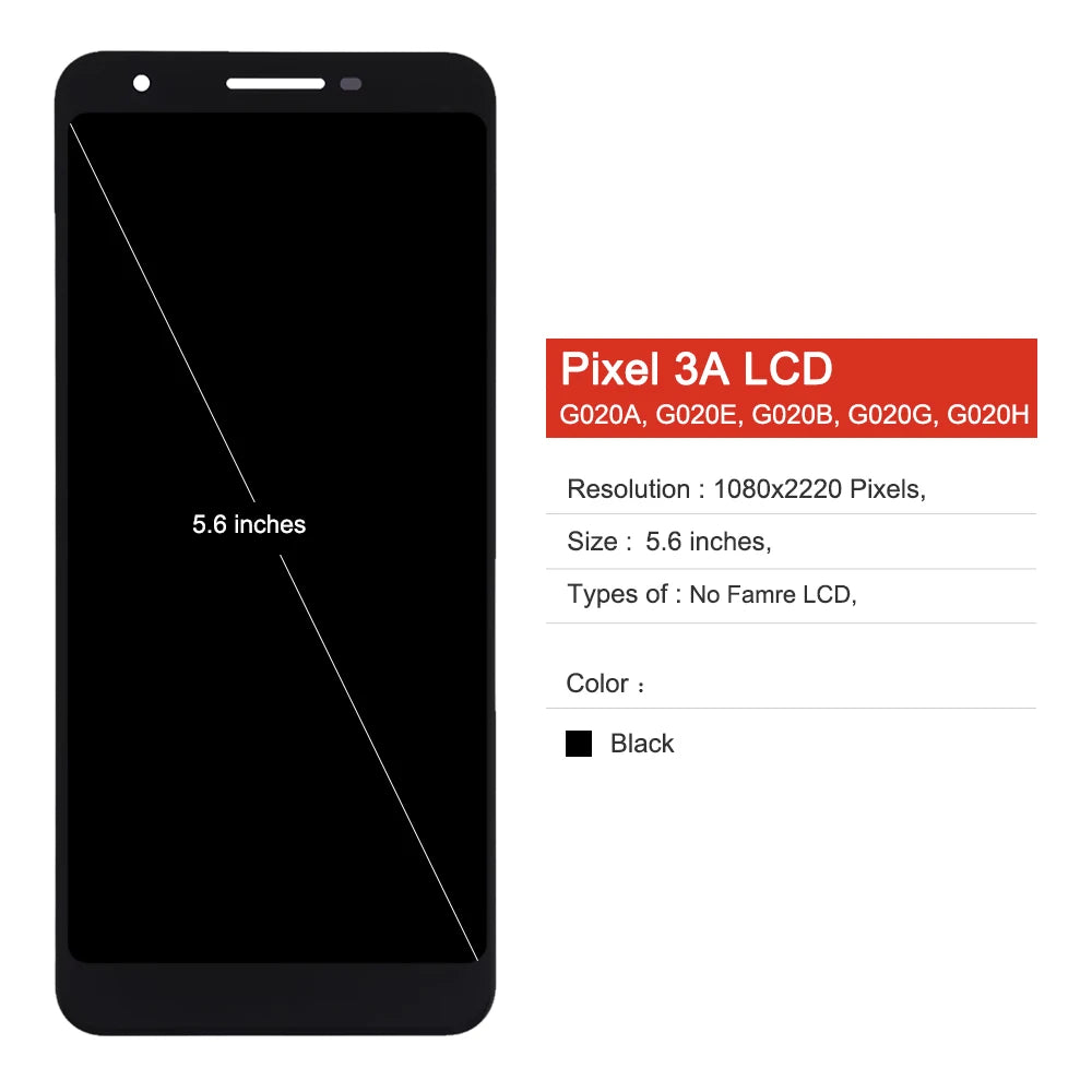 Super OEM For Google Pixel 3A Display Touch Digitizer Assembly LCD Screen Replacement Repair G020A, G020E, G020B, G020G ,G020H Google phone repair parts