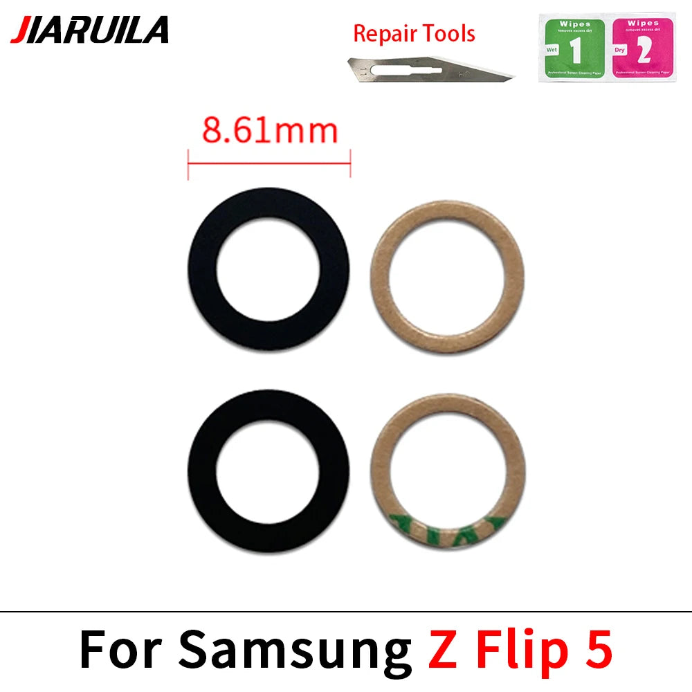 New Camera Glass For Samsung Z Flip 2 3 4 5 6 / Z Fold 2 3 4 5 6 5G Rear Back Camera glass Lens With Glue Adhesive Samsung phone repair parts