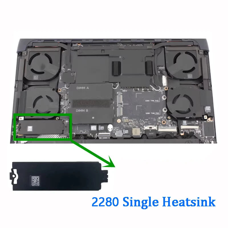 New Original Laptop SSD 2280 Bracket Heatsink Plate For DELL Alienware 16 18 Area-51 M2 SSD1/2/3 2230 to 2280 Dell laptop repair parts