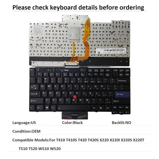 New US Language  Keyboard For Lenovo Thinkpad T410 T410S T420 T420S X220 X220I X220S X220T T510 T520 W510 W520 Lenovo laptop repair parts